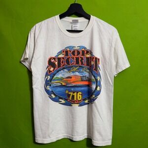 Gildan Top Secret Racing Pro-Mod Drag Boat Graphic T-Shirt Youth Large White